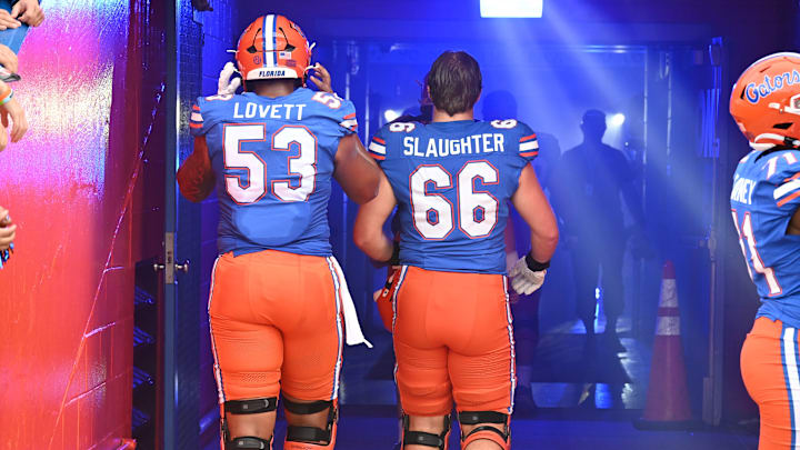 Bryce Lovett has been the favorite throughout spring camp to be the Florida Gators' starting right tackle. Bryce Lovett has been the favorite throughout spring camp to be the Florida Gators' starting right tackle.