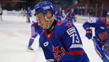 SKA Hockey Club player, Dmitry Buchelnikov (No.73) seen in...