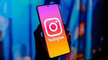 In this photo illustration, the Instagram logo is displayed...