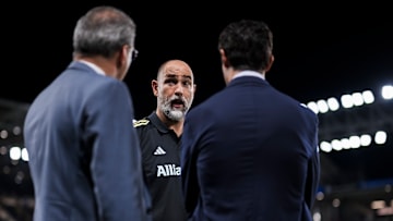 Igor Tudor (C), head coach of Juventus FC, speaks with...