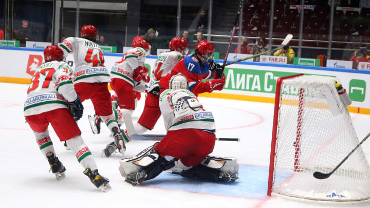 Russia U18 Hockey Club player, Ivan Ryabkin (17) seen in...