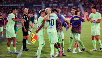 Pablo Martin Paez Gavira (L) and Lamine Yamal (R) (FC...