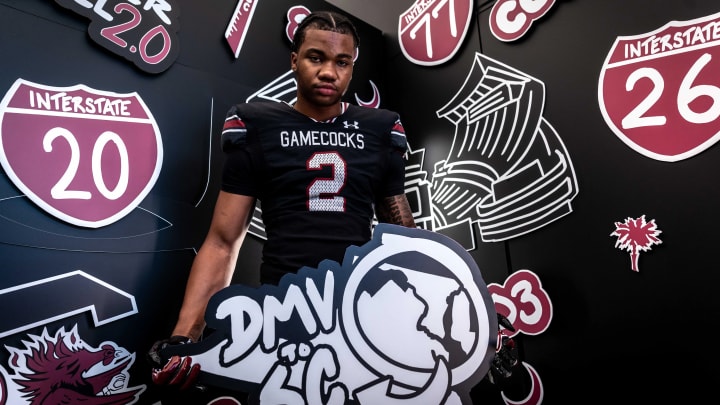 Five-star EDGE Dylan Stewart on his official visit to South Carolina. 