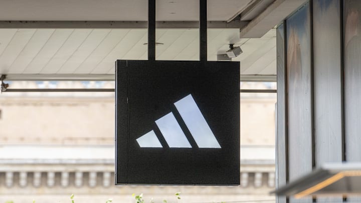 An Adidas logo is seen on a building in Warsaw... An Adidas logo is seen on a building in Warsaw...