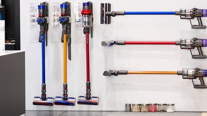 Vacuum cleaners seen at a British technology company Dyson
