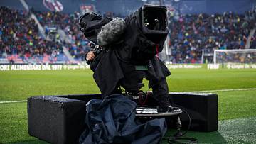 A cameraman works with a TV camera prior to the Serie A A cameraman works with a TV camera prior to the Serie A