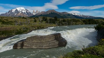 View of the Paine River waterfall with Admiral Nieto...