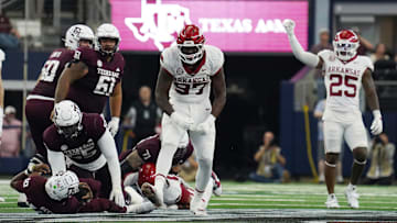Arkansas Razorbacks defensive lineman Quincy Rhodes Jr. #97...