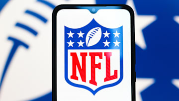 In this photo illustration, the NFL (National Football...
