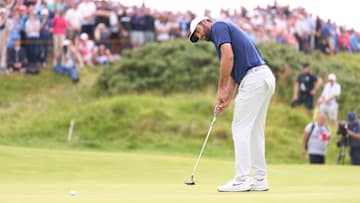 Scottie Scheffler putts during the final round of the 2025 Open Championship at Royal Portrush