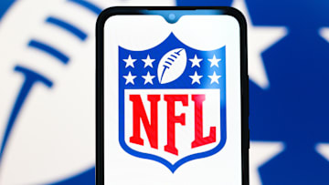 In this photo illustration, the NFL (National Football...