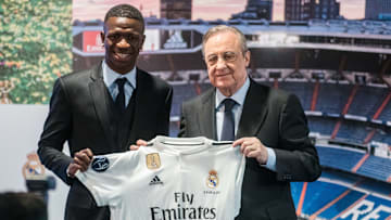 Vinícius Junior y Florentino Pérez, cuando el brasileño arribó al Real Madrid