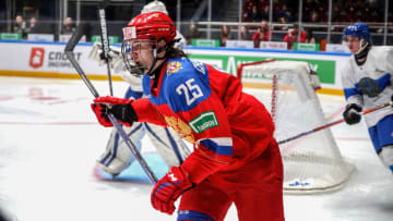 Russia U20 Hockey team player, Igor Chernyshov (25) seen in...