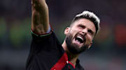 Olivier Giroud of Ac Milan  celebrates at the end of the...