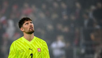 Gregor Kobel in action for Switzerland 
