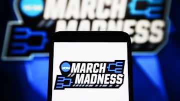 In this photo illustration, a March Madness (NCAA Division I...