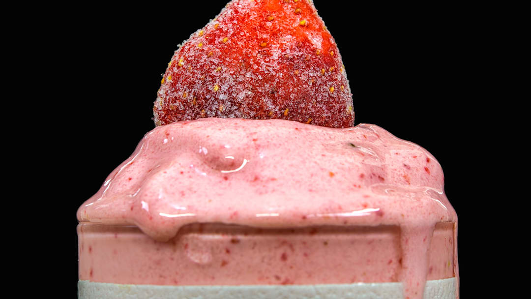 Smoothie drink made with frozen strawberries...