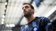 Hakan Calhanoglu of FC Internazionale looks on prior to the...