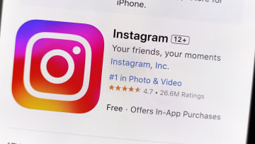 In this photo illustration, the Instagram app is seen on the...
