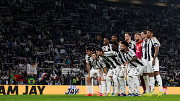 Players of Juventus FC pose for a team photo prior to the...