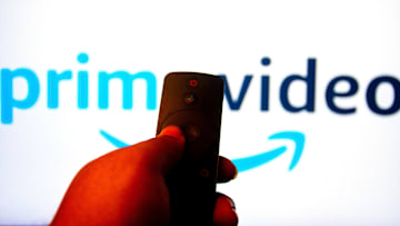 In this photo illustration, a Prime Video logo seen...