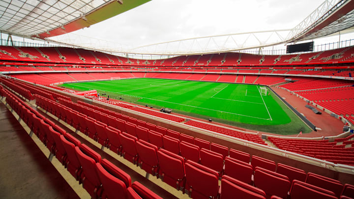Football pitch at the Arsenal Emirates Stadium...