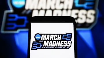 In this photo illustration, a March Madness (NCAA Division I...