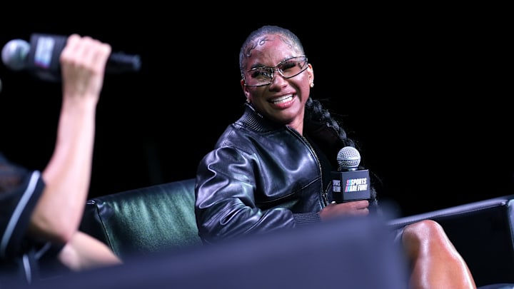 Jordan Chiles speaks onstage during Fanatics Fest NYC 2025 in New York City in June 2025. Jordan Chiles speaks onstage during Fanatics Fest NYC 2025 in New York City in June 2025.
