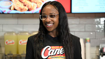 Las Vegas Aces WNBA Champion Jackie Young Works Celebratory "Shift" at Raising Cane's