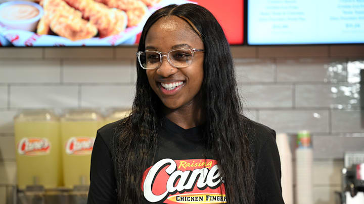 Las Vegas Aces WNBA Champion Jackie Young Works Celebratory "Shift" at Raising Cane's