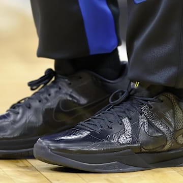 Bronny James wore the all-black Nike Kobe 5 Protro "Year of the Mamba" colorway on Monday night.