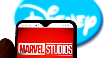 In this photo illustration, the Marvel Studios logo is seen...