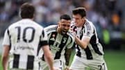 Nicolas Gonzalez (C) of Juventus FC celebrates with Kenan...