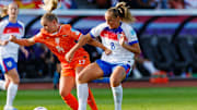 Bayern-Star Georgia Stanway (rechts) im Duell mit Jackie Groenen