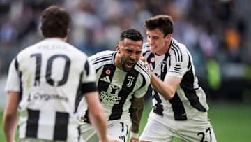 Nicolas Gonzalez (C) of Juventus FC celebrates with Kenan...