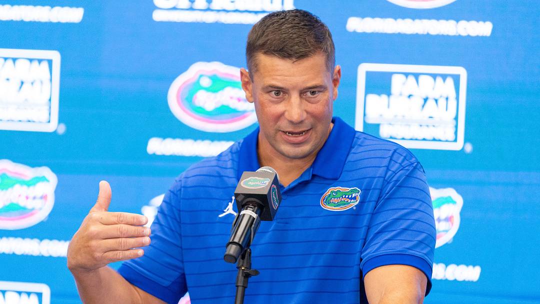Florida head coach Jon Sumrall opened his first fall camp with the Gators on Wednesday. Florida head coach Jon Sumrall opened his first fall camp with the Gators on Wednesday.