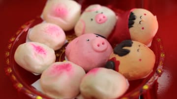 Steamed Buns displayed during the celebration in Chinatown,...