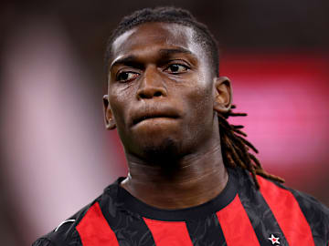 Rafael Leao of Ac Milan  looks on during the Coppa Italia...