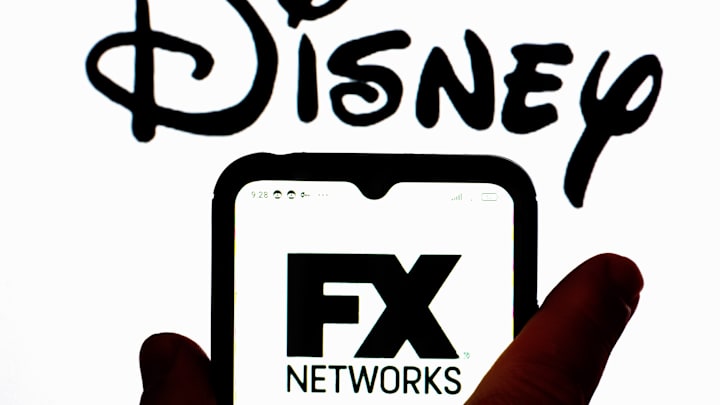 In this photo illustration, the FX Networks logo is...