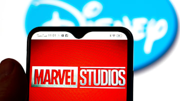 In this photo illustration, the Marvel Studios logo is seen...
