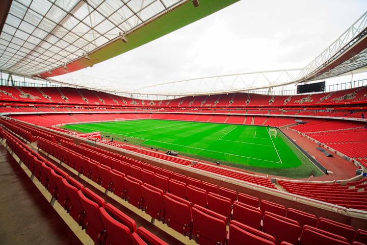 Football pitch at the Arsenal Emirates Stadium...