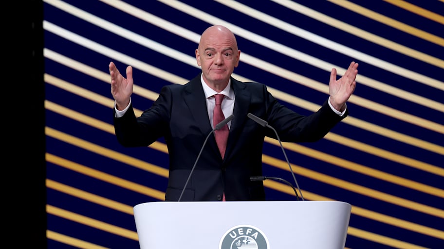 Gianni Infantino with arms outstretched.