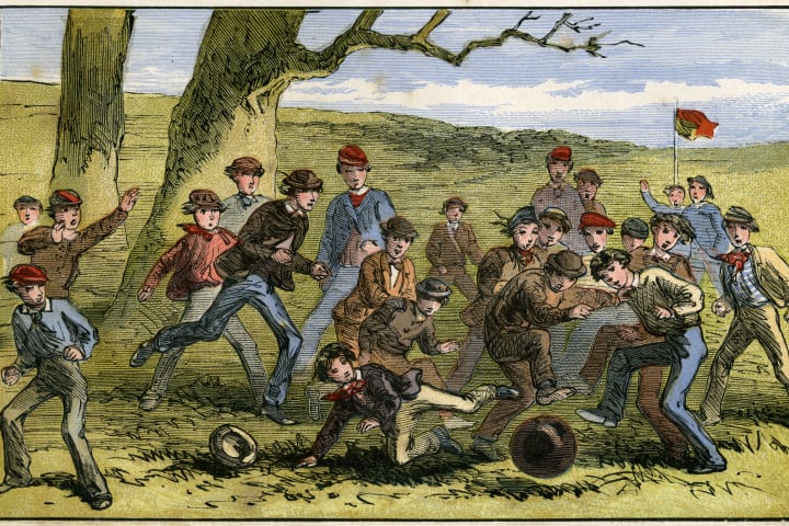 A game of football, 19th century(?).