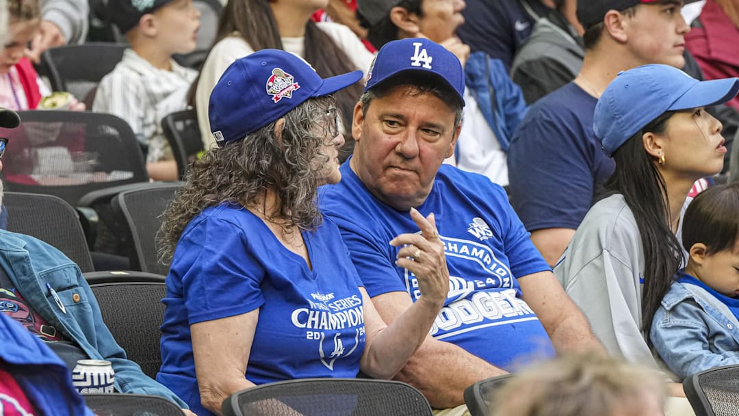 May 3, 2025; Cumberland, Georgia, USA; General views of the field and grounds crew during a rain delay before the start of the game between the Los Angeles Dodgers against the Atlanta Braves at Truist Park. Mandatory Credit: Dale Zanine-Imagn Images