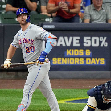 New York Mets first baseman Pete Alonso (20) hits a three-run home run off of Milwaukee Brewers starting pitcher Corbin Burnes during the fourth inning of their game Monday, September 19, 2022 at American Family Field in Milwaukee, Wis.

Brewers19 6