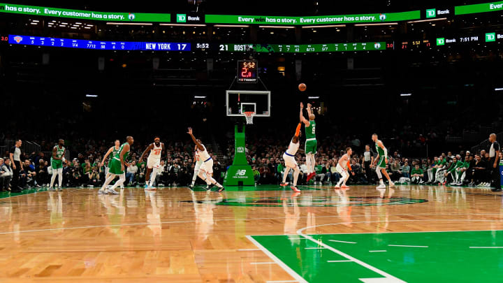 Dec 8, 2023; Boston, Massachusetts, USA;  Boston Celtics guard Derrick White (9) shoots during the