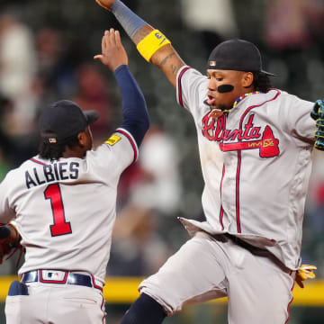 Atlanta Braves right fielder Ronald Acuna Jr. (13) and second baseman Ozzie Albies epitomize the Atlanta Braves culture.
