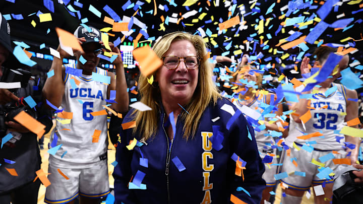 Close (center) led the Bruins to their first women's NCAA Final Four after beating the Tigers on Sunday. Close (center) led the Bruins to their first women's NCAA Final Four after beating the Tigers on Sunday.