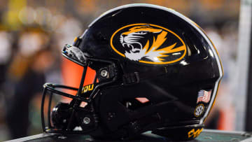 Aug 29, 2024; Columbia, Missouri, USA; A general view of a Missouri Tigers helmet during the first half of the game against the Murray State Racers at Faurot Field at Memorial Stadium. Mandatory Credit: Denny Medley-USA TODAY Sports