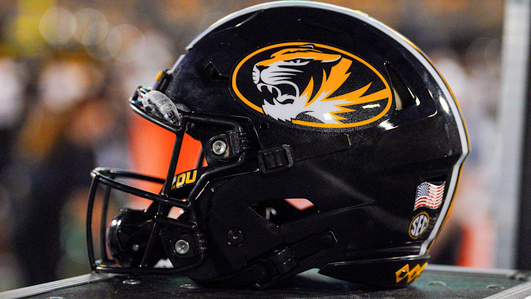 Aug 29, 2024; Columbia, Missouri, USA; A general view of a Missouri Tigers helmet during the first half of the game against the Murray State Racers at Faurot Field at Memorial Stadium. 